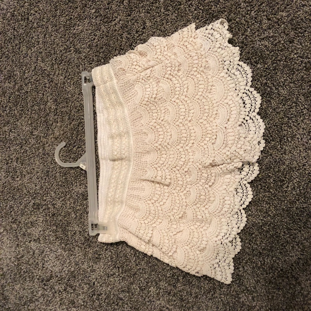off white laced shorts